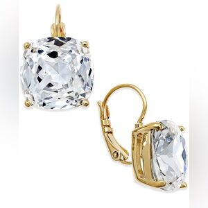 Kate Spade Gold-Tone Crystal Square Leverback Earrings